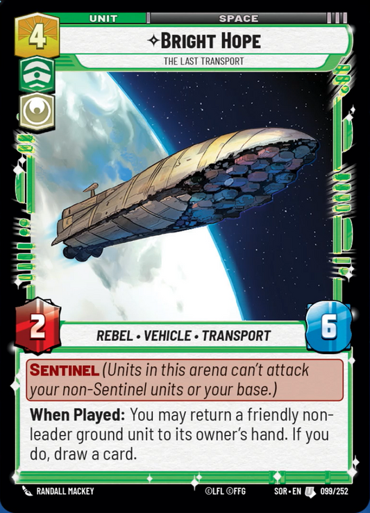 Bright Hope - The Last Transport (SOR) Uncommon Star Wars Unlimited Fantasy Flight Games Standard Non-Foil 