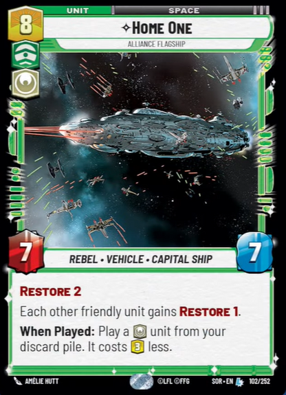 Home One - Alliance Flagship (SOR) Legendary Star Wars Unlimited Fantasy Flight Games Standard Non-Foil 