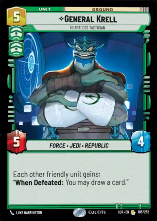 General Krell - Heartless Tactician (SOR) Rare Star Wars Unlimited Fantasy Flight Games Standard Non-Foil 