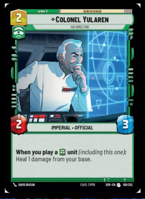 Colonel Yularen - ISB Director (SOR) Uncommon Star Wars Unlimited Fantasy Flight Games Standard Non-Foil 