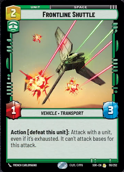 Frontline Shuttle (SOR) Rare Star Wars Unlimited Fantasy Flight Games Standard Non-Foil 