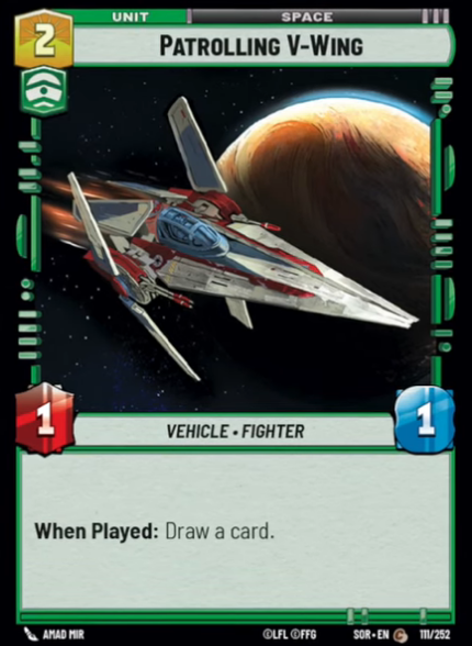 Patrolling V-Wing (SOR) Common Star Wars Unlimited Fantasy Flight Games Standard Non-Foil 
