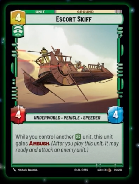 Escort Skiff (SOR) Common Star Wars Unlimited Fantasy Flight Games Standard Non-Foil 