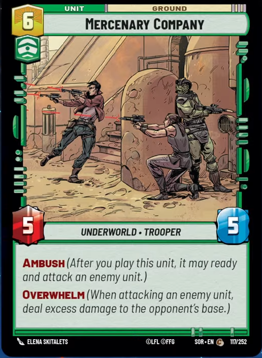 Mercenary Company (SOR) Common Star Wars Unlimited Fantasy Flight Games Standard Non-Foil 