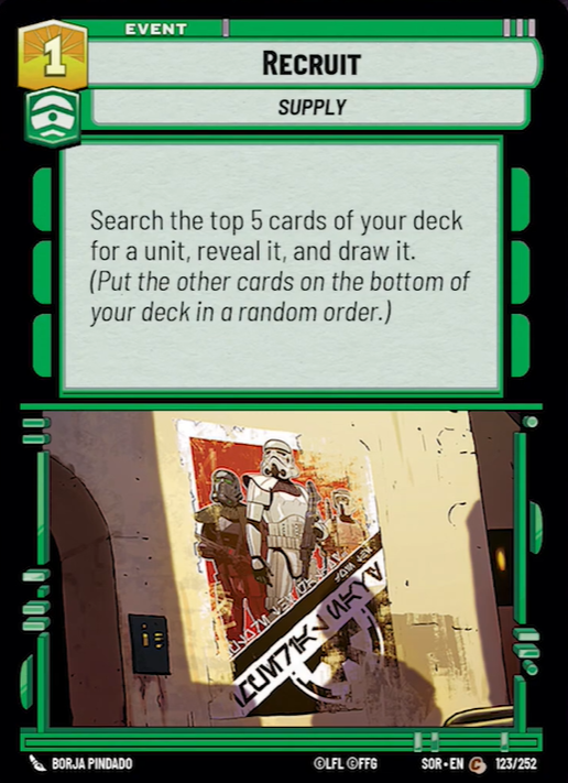 Recruit (SOR) Common Star Wars Unlimited Fantasy Flight Games Standard Non-Foil 