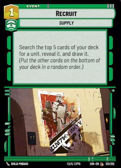 Recruit (SOR) Common Star Wars Unlimited Fantasy Flight Games Standard Non-Foil 