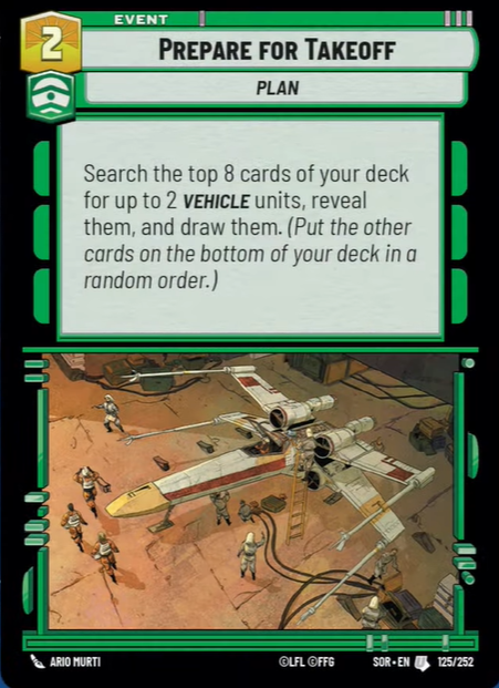 Prepare For Takeoff (SOR) Uncommon Star Wars Unlimited Fantasy Flight Games Standard Non-Foil 