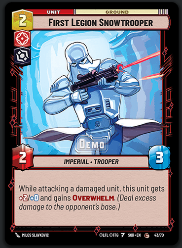 First Legion Snowtrooper (SOR) Common Star Wars Unlimited Fantasy Flight Games Standard Non-Foil 