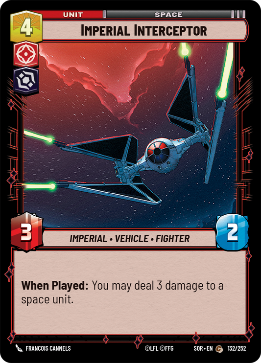 Imperial Interceptor (SOR) Common Star Wars Unlimited Fantasy Flight Games Standard Non-Foil 