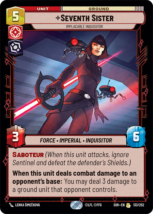Seventh Sister - Implacable Inquisitor (SOR) Rare Star Wars Unlimited Fantasy Flight Games Standard Non-Foil 