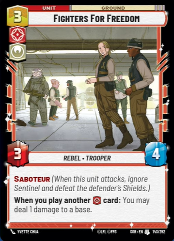 Fighters For Freedom (SOR) Uncommon Star Wars Unlimited Fantasy Flight Games Standard Non-Foil 