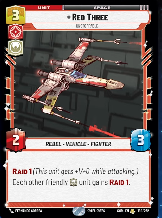Red Three - Unstoppable (SOR) Rare Star Wars Unlimited Fantasy Flight Games Standard Non-Foil 
