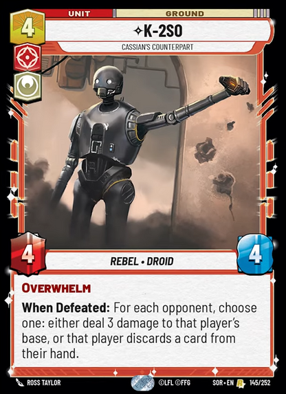 K-2SO - Cassian's Counterpart (SOR) Rare Star Wars Unlimited Fantasy Flight Games Standard Non-Foil 