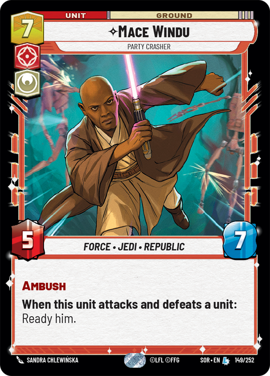 Mace Windu - Party Crasher (SOR) Legendary Star Wars Unlimited Fantasy Flight Games Standard Non-Foil 