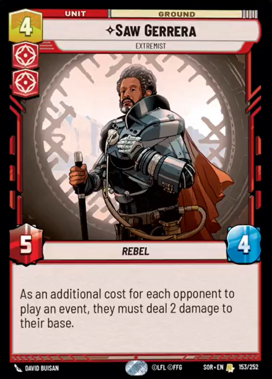 Saw Gerrera - Extremist (SOR) Rare Star Wars Unlimited Fantasy Flight Games Standard Non-Foil 
