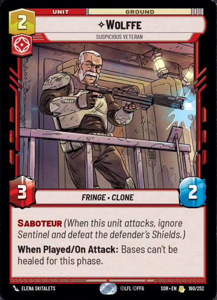 Wolffe - Suspicious Veteran (SOR) Rare Star Wars Unlimited Fantasy Flight Games Standard Non-Foil 