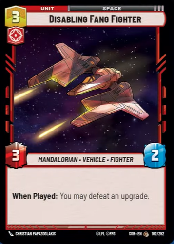 Disabling Fang Fighter (SOR) Common Star Wars Unlimited Fantasy Flight Games Standard Non-Foil 