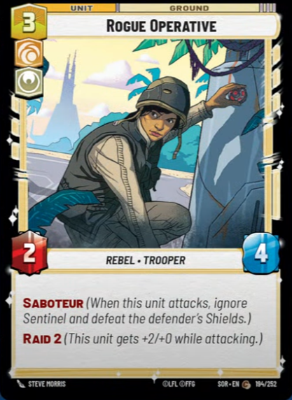 Rogue Operative (SOR) Common Star Wars Unlimited Fantasy Flight Games Standard Non-Foil 