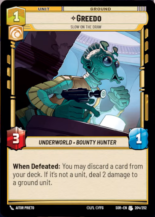 Greedo - Slow on the Draw (SOR) Uncommon Star Wars Unlimited Fantasy Flight Games Standard Non-Foil 