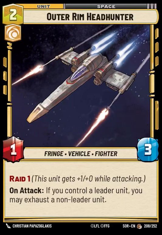 Outer Rim Headhunter (SOR) Common Star Wars Unlimited Fantasy Flight Games Standard Non-Foil 