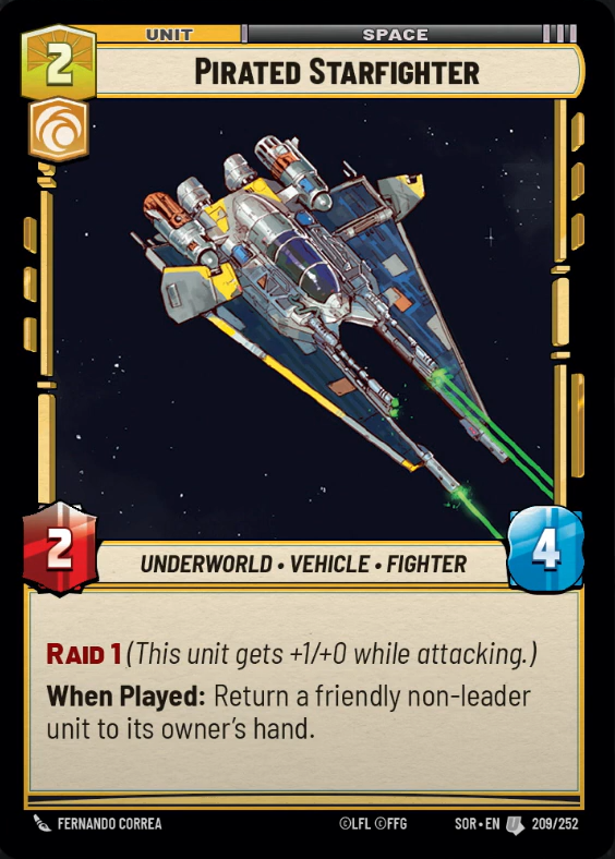 Pirated Starfighter (SOR) Uncommon Star Wars Unlimited Fantasy Flight Games Standard Non-Foil 