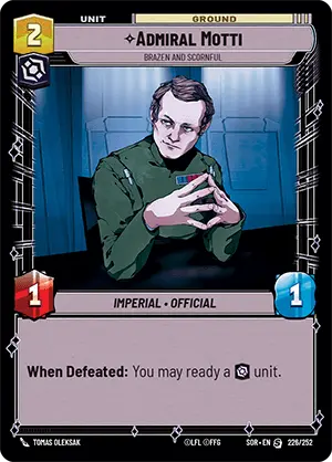 Admiral Motti - Brazen and Scornful (SOR) Starter Star Wars Unlimited Fantasy Flight Games Standard Non-Foil 