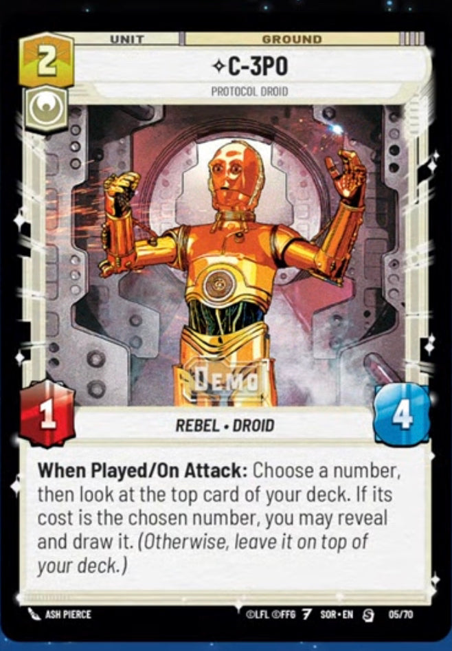 C-3P0 - Protocol Droid (SOR) Starter Star Wars Unlimited Fantasy Flight Games Standard Non-Foil 