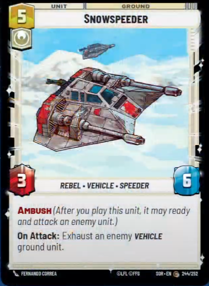 Snowspeeder (SOR) Common Star Wars Unlimited Fantasy Flight Games Standard Non-Foil 