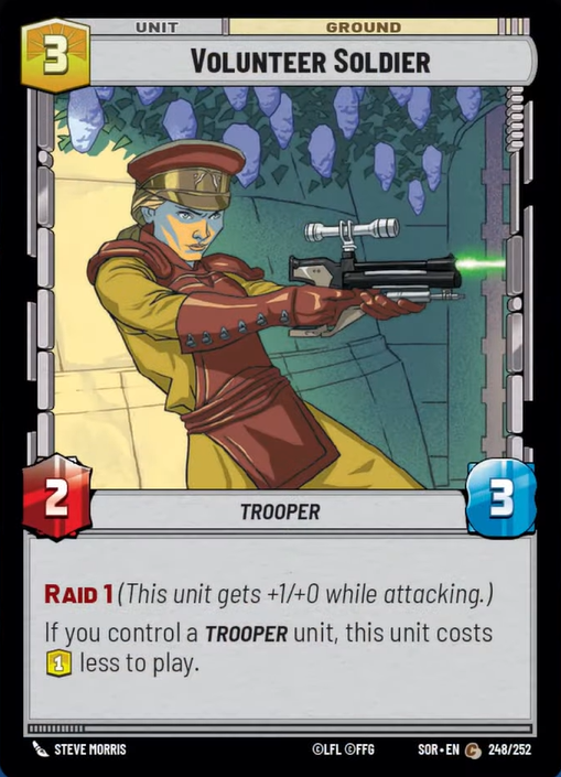 Volunteer Soldier (SOR) Common Star Wars Unlimited Fantasy Flight Games Standard Non-Foil 